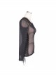 Female Diamond-Shaped Net Hyperelastic Basic Style Tied With Rope Crew Neck Long Sleeve T-Shirt