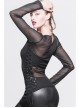 Female Diamond-Shaped Net Hyperelastic Basic Style Tied With Rope Crew Neck Long Sleeve T-Shirt