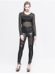 Female Diamond-Shaped Net Hyperelastic Basic Style Tied With Rope Crew Neck Long Sleeve T-Shirt