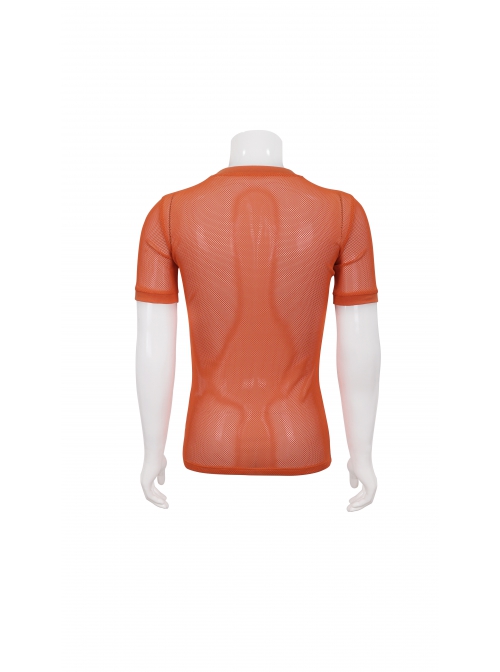 Gothic Diamond-Shaped Net Hyperelastic Basic Style Short Sleeve Crew Neck Men T-Shirt