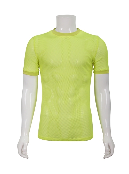 Gothic Diamond-Shaped Net Hyperelastic Basic Style Short Sleeve Crew Neck Men T-Shirt