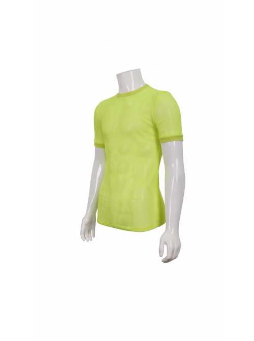 Gothic Diamond-Shaped Net Hyperelastic Basic Style Short Sleeve Crew Neck Men T-Shirt