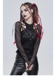 Long-Sleeved T-Shirt In Black Cotton Jersey With A Pentagram Design And A Bone Pattern Print