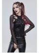Long-Sleeved T-Shirt In Black Cotton Jersey With A Pentagram Design And A Bone Pattern Print