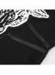 Long-Sleeved Off-The-Shoulder T-Shirt In Cotton Knitted Fabric With Pentagram Embellished Mesh Skull Print