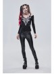 Long-Sleeved Off-The-Shoulder T-Shirt In Cotton Knitted Fabric With Pentagram Embellished Mesh Skull Print