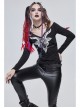 Long-Sleeved Off-The-Shoulder T-Shirt In Cotton Knitted Fabric With Pentagram Embellished Mesh Skull Print