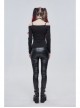 Long-Sleeved Off-The-Shoulder T-Shirt In Cotton Knitted Fabric With Pentagram Embellished Mesh Skull Print