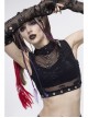 Gothic Cotton Knitted Fabric Fake Two-Piece Small Stand-Up Collar Patchwork Skull Mesh Super Short Vest