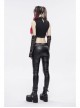 Gothic Cotton Knitted Fabric Fake Two-Piece Small Stand-Up Collar Patchwork Skull Mesh Super Short Vest
