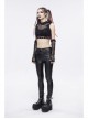 Gothic Cotton Knitted Fabric Fake Two-Piece Small Stand-Up Collar Patchwork Skull Mesh Super Short Vest