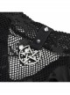 Gothic Cotton Knitted Fabric Fake Two-Piece Small Stand-Up Collar Patchwork Skull Mesh Super Short Vest