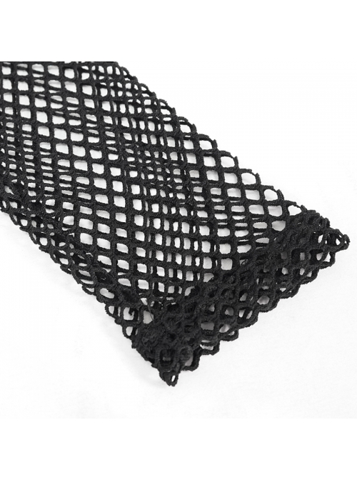 Knitted Cotton Stitching Mesh Yarn Deep V Basic Style Metal Pentagram Decoration Punk T-Shirt