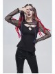Knitted Cotton Stitching Mesh Yarn Deep V Basic Style Metal Pentagram Decoration Punk T-Shirt