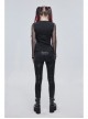 Knitted Cotton Stitching Mesh Yarn Deep V Basic Style Metal Pentagram Decoration Punk T-Shirt