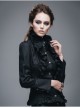 Gothic Black Stretch Ruffle Neck Design Pattern Buckle Ribbon Tied Rope Decoration Female Shirt