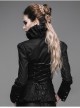 Gothic Black Stretch Ruffle Neck Design Pattern Buckle Ribbon Tied Rope Decoration Female Shirt