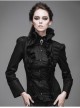 Gothic Black Stretch Ruffle Neck Design Pattern Buckle Ribbon Tied Rope Decoration Female Shirt