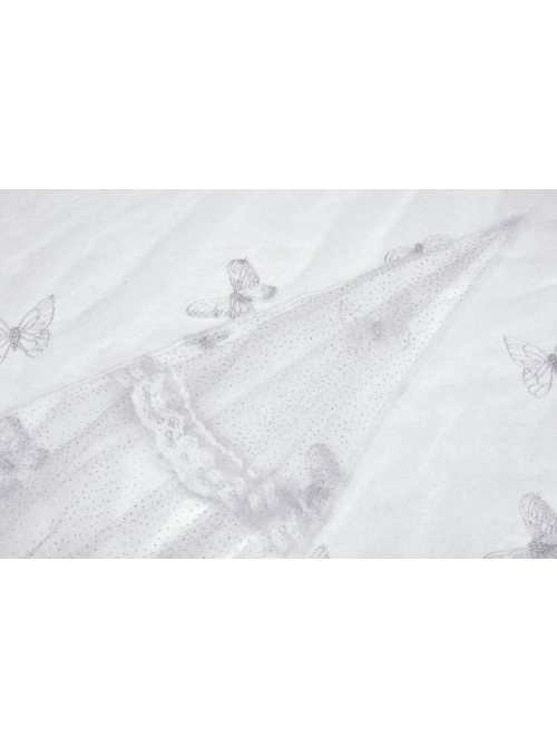Gothic Embroidery Floral Pattern Decoration Female White Romantic Veil