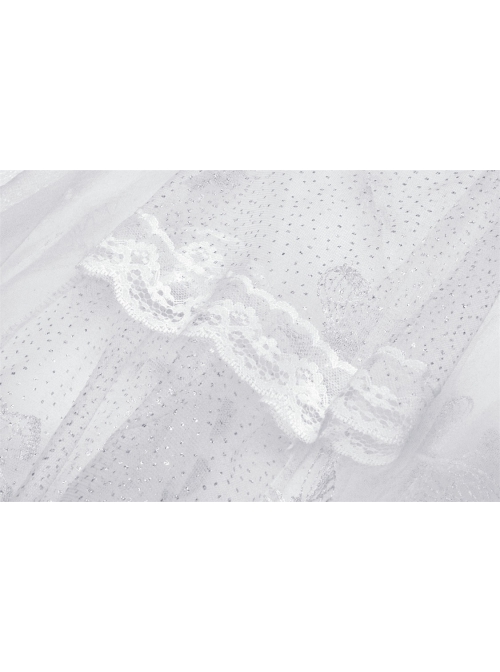 Gothic Embroidery Floral Pattern Decoration Female White Romantic Veil