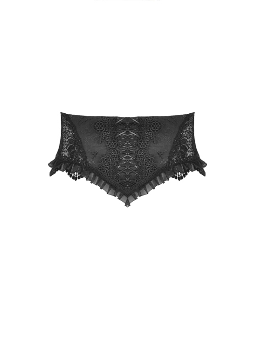 Black Gothic Noble Velvet Tie Design Cutout Printed Lace-Trim Embroider Corset