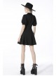 Black Chest Pleated Design Decorated With Metal Star Lace-Up Waist Lapel Dress