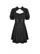 Black Chest Pleated Design Decorated With Metal Star Lace-Up Waist Lapel Dress