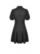 Black Chest Pleated Design Decorated With Metal Star Lace-Up Waist Lapel Dress