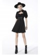Black Chest Pleated Design Decorated With Metal Star Lace-Up Waist Lapel Dress