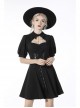 Black Chest Pleated Design Decorated With Metal Star Lace-Up Waist Lapel Dress