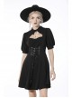 Black Chest Pleated Design Decorated With Metal Star Lace-Up Waist Lapel Dress
