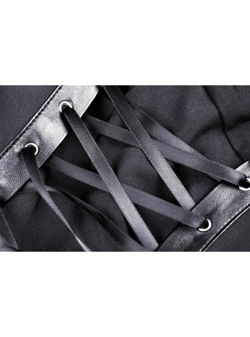 Black Chest Pleated Design Decorated With Metal Star Lace-Up Waist Lapel Dress