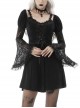 Gothic Fake Two Pieces Sexy Lace Embroidery Wide Mouth Flared Sleeve Design Inside Join Dress