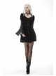 Gothic Fake Two Pieces Sexy Lace Embroidery Wide Mouth Flared Sleeve Design Inside Join Dress