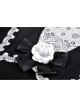 Gothic Black White Fake Two Pieces White Lace Trim Pleated Cuffs With Flowers Preppy Dress