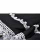 Gothic Black White Fake Two Pieces White Lace Trim Pleated Cuffs With Flowers Preppy Dress