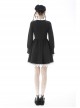 Gothic Black White Fake Two Pieces White Lace Trim Pleated Cuffs With Flowers Preppy Dress