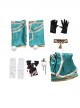 Game Genshin Impact Gorou Women's Wear Shape Miss Hina Halloween Cosplay Costume Cyan Long Dress Set