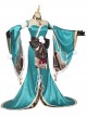 Game Genshin Impact Gorou Women's Wear Shape Miss Hina Halloween Cosplay Costume Cyan Long Dress Set