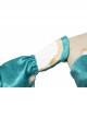 Game Genshin Impact Gorou Women's Wear Shape Miss Hina Halloween Cosplay Costume Cyan Long Dress Set