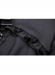 Black Women Ribbon Necktie Chest Cross Strap Decoration Pleated Waist Long-Sleeves Dress