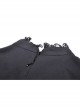 Black Women Ribbon Necktie Chest Cross Strap Decoration Pleated Waist Long-Sleeves Dress