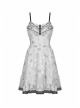 Sexy Lace Pleated Design Punk  Black Line Pattern Decoration Strap Dress