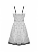 Sexy Lace Pleated Design Punk  Black Line Pattern Decoration Strap Dress
