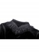 Gothic Velvet Sexy Hollow Chest-High Neckline Button Design Patchwork Lace Print Dress