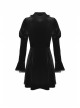 Gothic Velvet Sexy Hollow Chest-High Neckline Button Design Patchwork Lace Print Dress