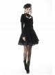 Gothic Velvet Sexy Hollow Chest-High Neckline Button Design Patchwork Lace Print Dress
