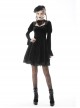 Gothic Velvet Sexy Hollow Chest-High Neckline Button Design Patchwork Lace Print Dress