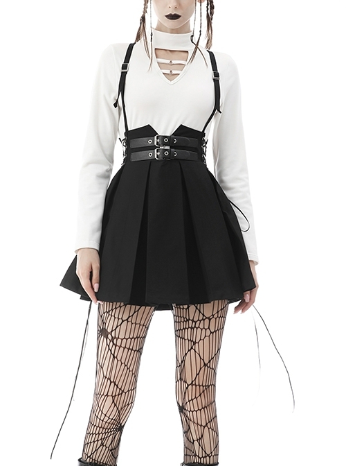 Punk Rock Cross Side Rope Pleated Design Double Row Belt Decoration Strap Dress