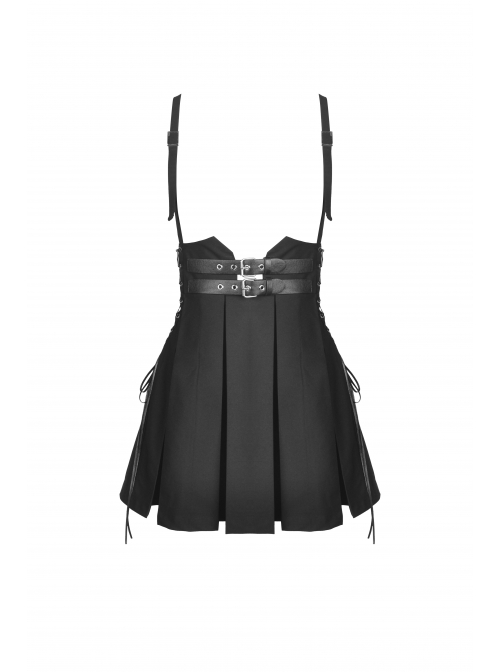 Punk Rock Cross Side Rope Pleated Design Double Row Belt Decoration Strap Dress